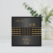 Invitation Mens 30e anniversaire fête Black Gold (Debout devant)