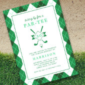 Invitation Mens 30e Anniversaire Golf Thème Preppy Green