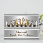 Invitation Mens 60e Anniversaire jeu d'échecs métal (Debout devant)