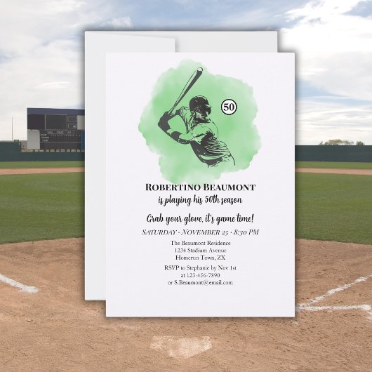 Invitation Men's Baseball Hitting 50th Birthday