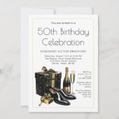 Invitation Mens Black Gold Formals Anniversaire (Devant)
