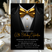 Invitation Mens Black Gold Tuxedo N'importe quel nombre Anniv