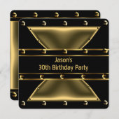 Invitation Mens de bronze d'or Abstrait 30e fête d'anniversai (Devant / Derrière)