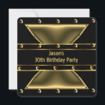 Invitation Mens de bronze d'or Abstrait 30e fête d'anniversai<br><div class="desc">Bronze Gold Metal Studs look, Chrome Black Style Mens 18ème, 21ème, 30ème, 40ème, 50ème, fête d'anniversaire. Simple Elegant hommes, hommes, hommes, mâle, garçon, masculin. Zizzago a créé ce design S'IL VOUS PLAÎT REMARQUER toutes les images plates! Ils n'ont pas de STUDS réel Métal d'argent ou Chrome, Parties scintillant, Bijoux de...</div>