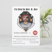Invitation Mens Fab Pirate Anniversaire Amusant Ajouter votre (Debout devant)