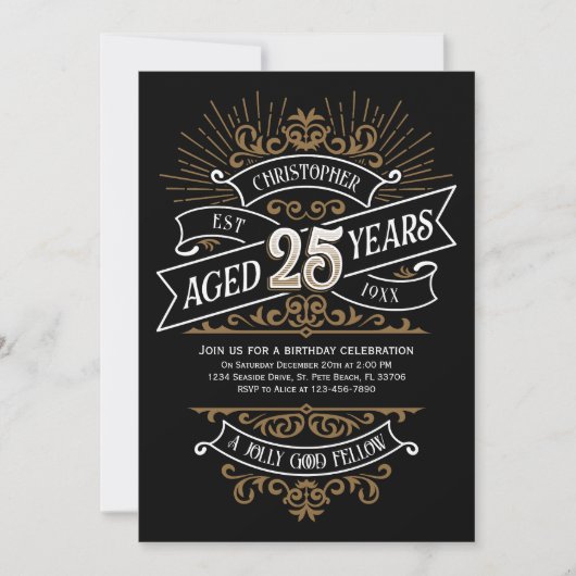 Invitation Mens Funny Whiskey 25e anniversaire (Devant)