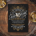 Invitation Mens Funny Whiskey 40e anniversaire<br><div class="desc">Célébrez le grand 4-0 avec style et humour avec ce design d'anniversaire au whisky vintage d'inspiration étiquette. La typographie noir, or et blanc est ornée et élégante, lui conférant une atmosphère rétro vintage classique. Parfait pour l'homme (ou la femme !) dans votre vie qui aime leur scotch, les esprits, le...</div>