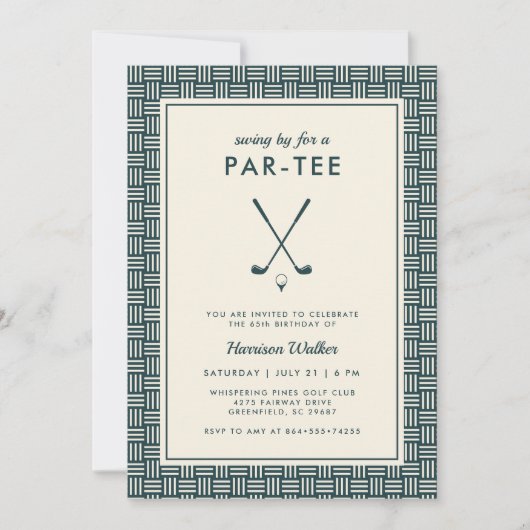 Invitation Mens Golf Birthday Party Any Age Modern Green (Devant)