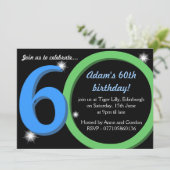 Invitation Mens Green / Blue Soixantième anniversaire (Debout devant)