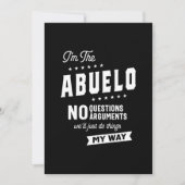 Invitation Mens I'm The Abuelo No Questions Arguments (Devant)