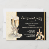 Invitation Men's Retirement Gold Black Champagne Party (Devant)
