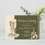 Invitation Men's Retirement Gold Green Champagne Party (Debout devant)