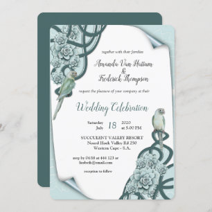 Invitation Menthe bleu pin Vert Succulents