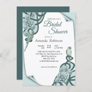 Invitation Menthe bleu pin Vert Succulents