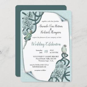 Invitation Menthe bleu pin Vert Succulents
