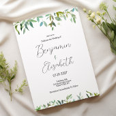 Invitation Menthe botanique vert foncé feuillage Mariage