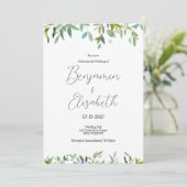 Invitation Menthe botanique vert foncé feuillage Mariage (Debout devant)