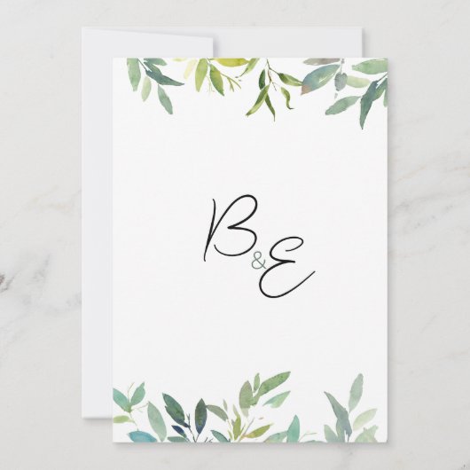 Invitation Menthe botanique vert foncé feuillage Mariage (Dos)