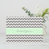 Invitation Menthe Chevron de gris d'invitations de mariage (Debout devant)