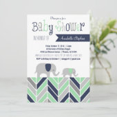 Invitation Menthe de marine d'invitation de baby shower (Debout devant)