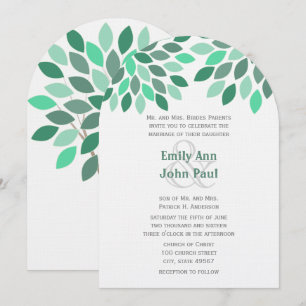 Invitation Menthe et Turquoise Chrysanthème Arbre Fores Invit