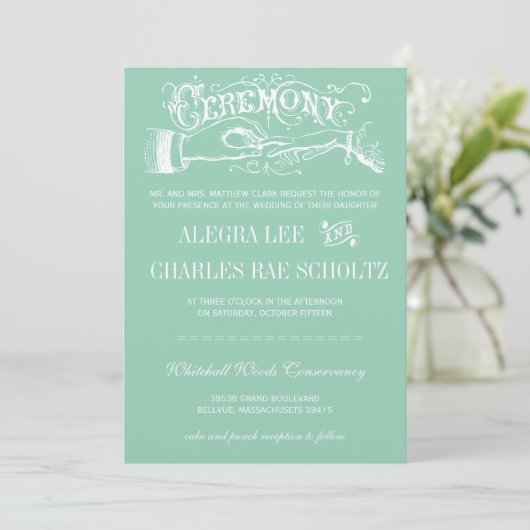 Invitation Menthe Jade Typographie Chalkboard Toute couleur (Debout devant)