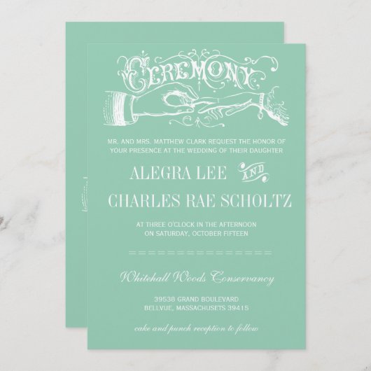 Invitation Menthe Jade Typographie Chalkboard Toute couleur (Devant / Derrière)