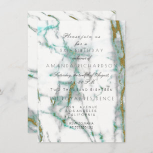 Invitation Menthe minimaliste Vert or blanc Marbre vert