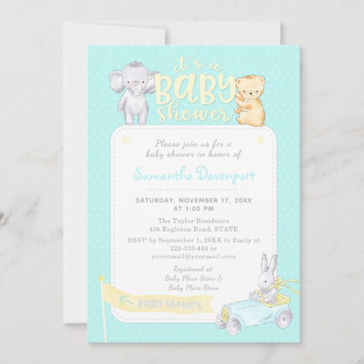 Invitation Menthe neutre de l'invitation | de baby shower de (Devant)