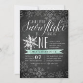 Invitation Menthe | Petit Flocon de neige - hiver premier ann (Devant)