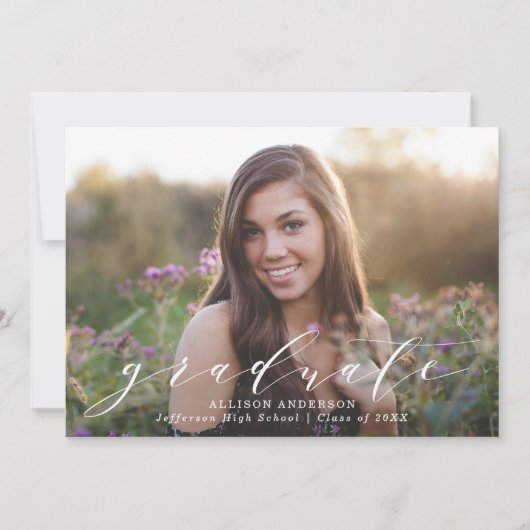 Invitation Menthe | Sweet Script Photo Graduation (Devant)