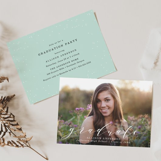 Invitation Menthe | Sweet Script Photo Graduation