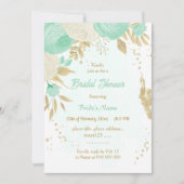 Invitation menthe vert fleurs blanches or floral nuptiale (Devant)
