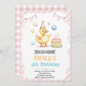 Invitation Mention d'anniversaire de canard mignon (Devant / Derrière)