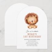 Invitation Mention d'anniversaire pour le safari de Cute Lion (Devant / Derrière)