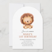 Invitation Mention d'anniversaire pour le safari de Cute Lion (Devant)