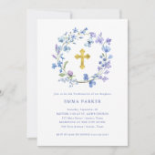 Invitation Mention de couronnes et de croix de saumons bleus  (Devant)