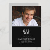 Invitation Mention de diplômes de droit Monogramme de couronn (Devant / Derrière)