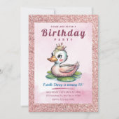 Invitation Mentions d'anniversaire de princesse canard mignon (Devant)