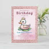 Invitation Mentions d'anniversaire de princesse canard mignon (Debout devant)