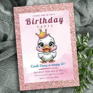 Invitation Mentions d'anniversaire de princesse canard mignon
