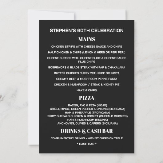 Invitation menu 60 (Dos)