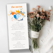 Invitation Menu Abstrait Blue orange Floral Tea Cup Menu