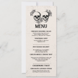 Invitation Menu Accueil Mariage Crânes Rustiques Rose Menus