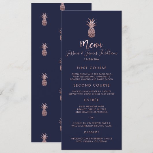 Invitation Menu Aiguille Rose Faux (Devant / Derrière)