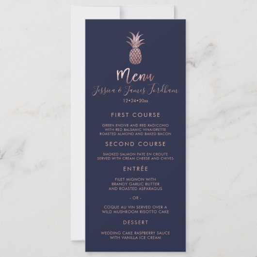 Invitation Menu Aiguille Rose Faux (Devant)