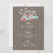 Invitation Menu Ancre barre florale marine (Dos)