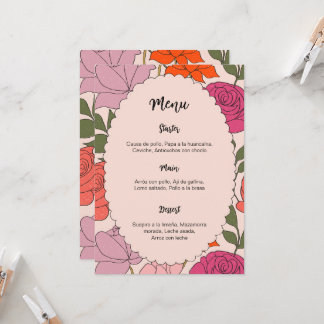 Invitation Menu and place card template 2 in 1