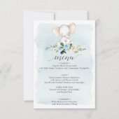 Invitation Menu Baby shower Blue Elephant (Devant)