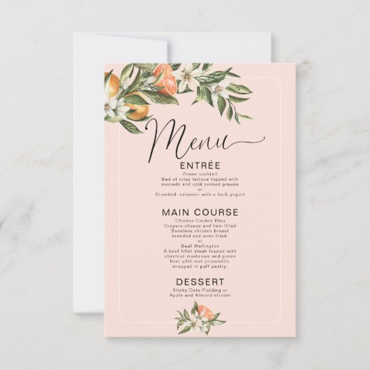Invitation Menu Baby shower Clementine Little Cutie Rose (Devant)